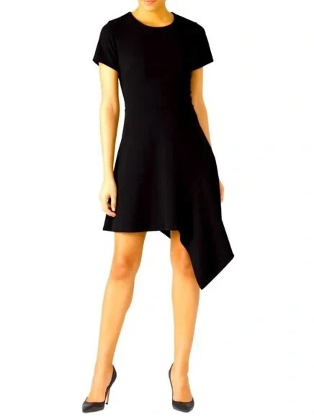 Slate and Willow Black Drape Hem Dress